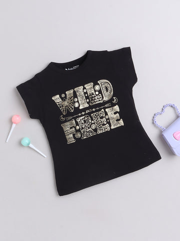 Girls Wild Free Graphic T-Shirt | Soft Cotton Casual Tee for Kids