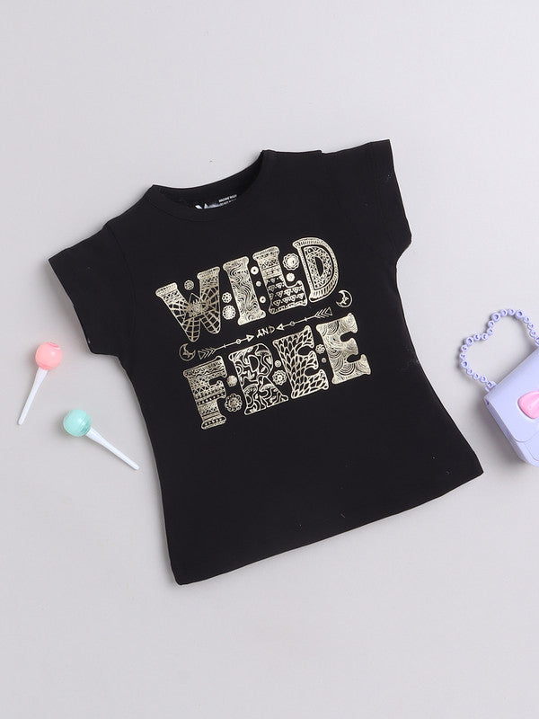 Girls Wild Free Graphic T-Shirt | Soft Cotton Casual Tee for Kids