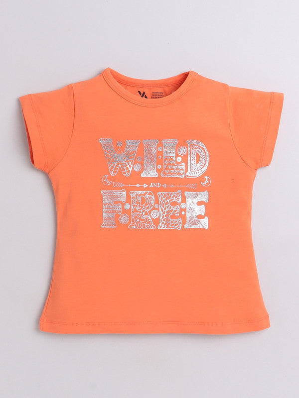 Girls Wild Free Graphic T-Shirt | Soft Cotton Casual Tee for Kids