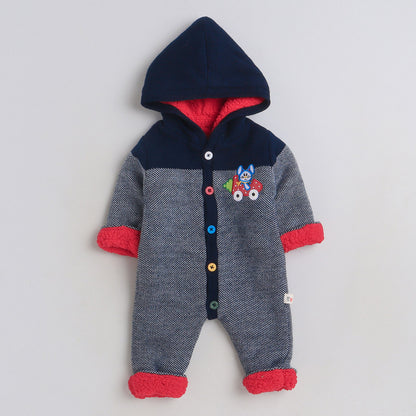 Babies Woolen Romper Rabbit Print With Inner Fleece