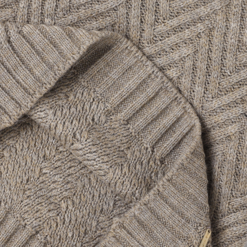 Yellow Aplle-Kids' Chevron Knit Sweater with Suede Shoulder Patches
