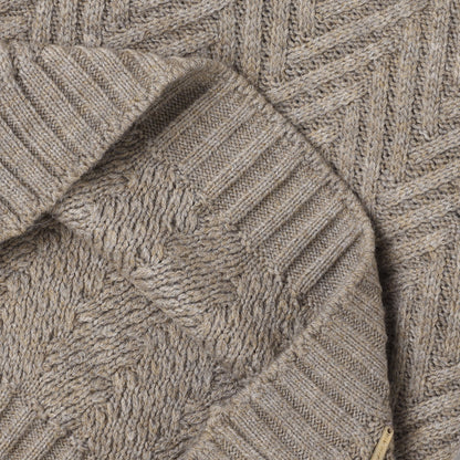 Yellow Aplle-Kids' Chevron Knit Sweater with Suede Shoulder Patches