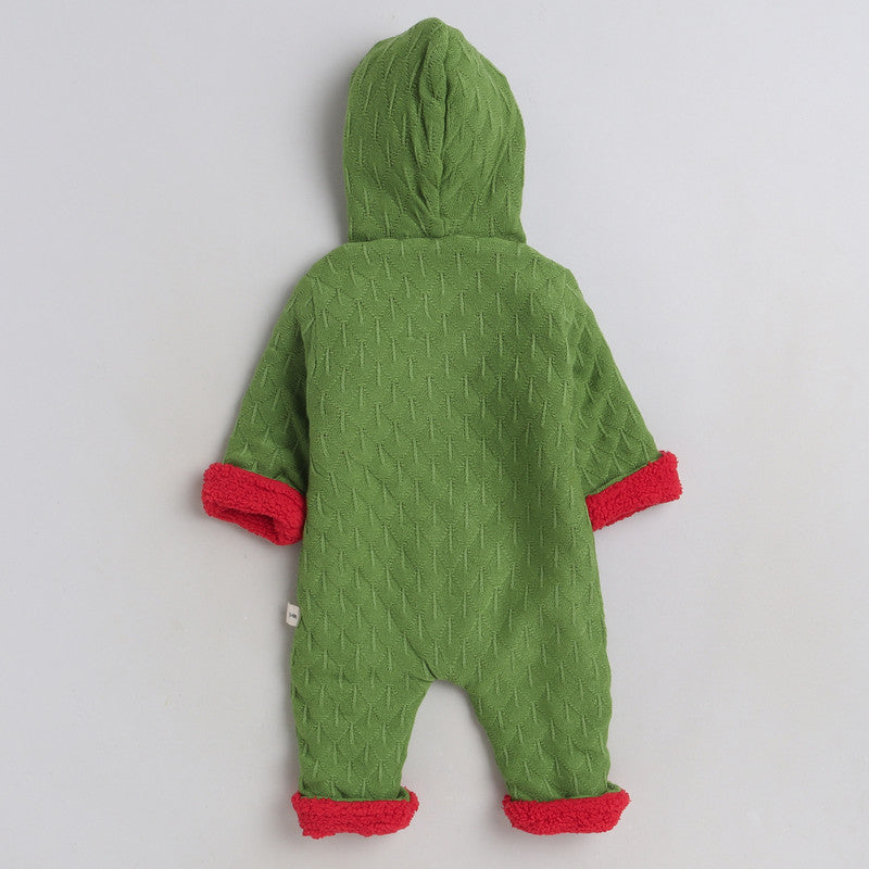 Baby Hooded Fleece Romper | Soft Warm Full Sleeve Winter Jumpsuit with Button Closure | Cozy Infant One-Piece Snowsuit