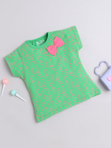 Half Sleeve Printed Cotton T-Shirts for Girls and Baby Girls