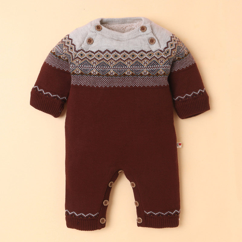 Yellow Apple- Baby Knitted Winter Romper Set | Soft & Cozy Infant Bodysuit with Matching Cap