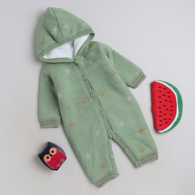 Cute Baby Hooded Knit Romper | Soft Winter Jumpsuit for Infants