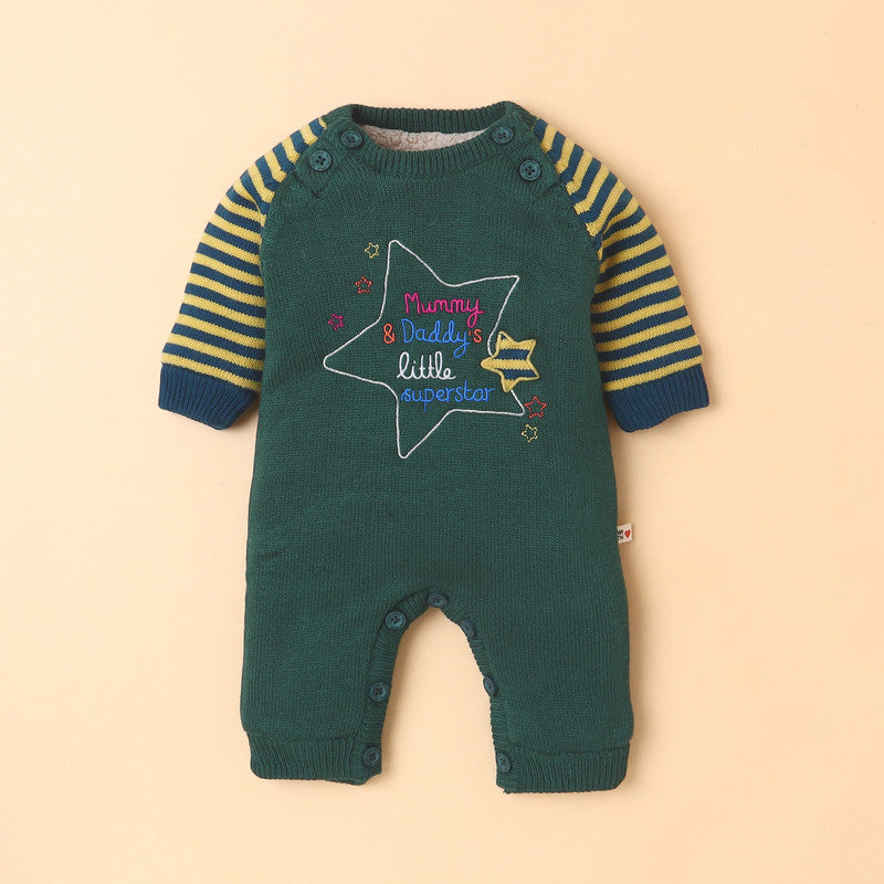 Yellow Apple Adorable Baby Romper with Cap – “Mummy & Daddy's Little Superstar” Embroidered Design