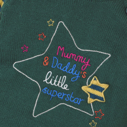 Yellow Apple Adorable Baby Romper with Cap – “Mummy & Daddy's Little Superstar” Embroidered Design