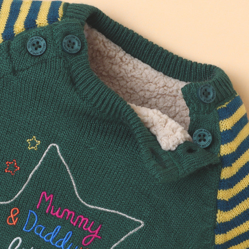 Yellow Apple Adorable Baby Romper with Cap – “Mummy & Daddy's Little Superstar” Embroidered Design