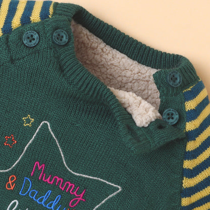 Yellow Apple Adorable Baby Romper with Cap – “Mummy & Daddy's Little Superstar” Embroidered Design