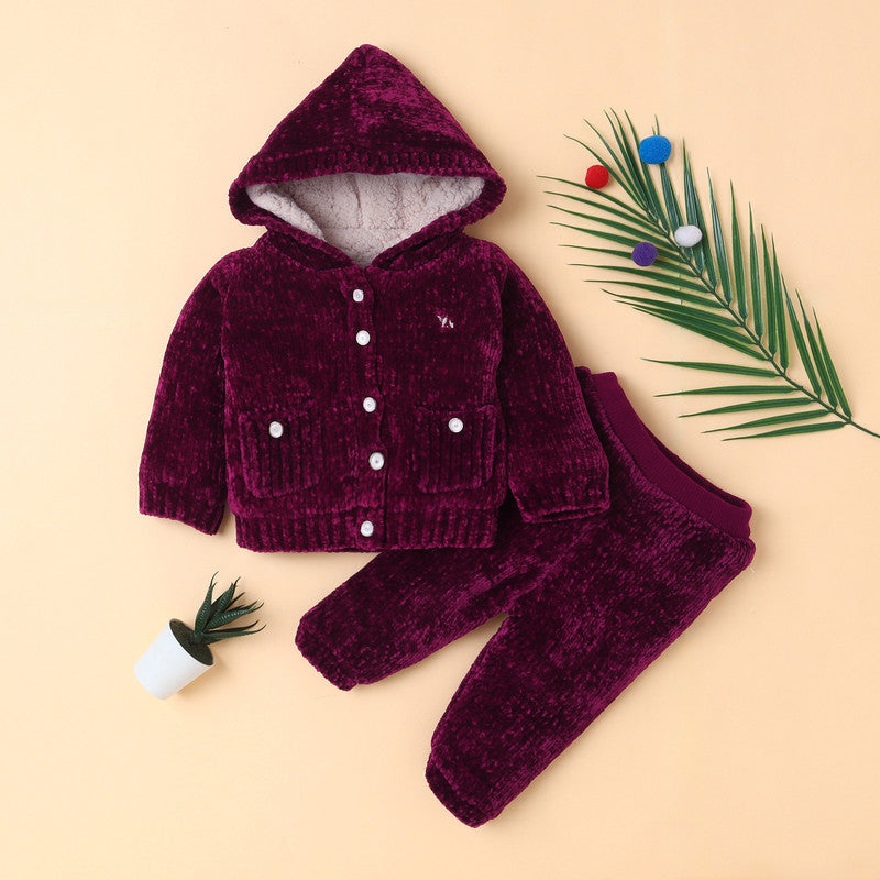 Plush Baby Hoodie & Pant Set – Cozy Winter Outfit for Infants & Toddlers