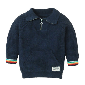 Boys Knitted Sweater with Half-Zip Closure