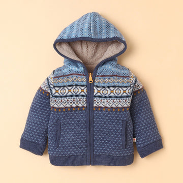 Kids Boys Warm Fur-Lined Knitted Jacket