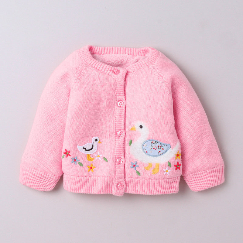 Yellow Apple- Baby Knitted Sweater & Pant Set | Soft Winter Wear with Cute Animal Embroidery