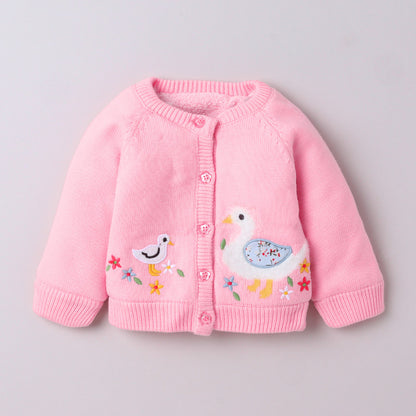 Yellow Apple- Baby Knitted Sweater & Pant Set | Soft Winter Wear with Cute Animal Embroidery