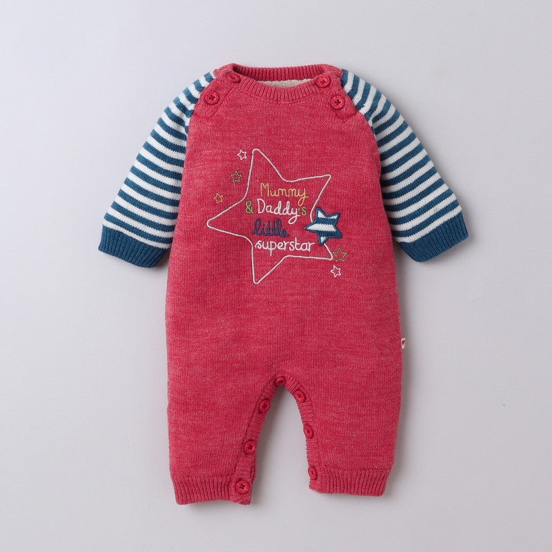 Adorable Baby Romper with Cap – “Mummy & Daddy's Little Superstar” Embroidered Design