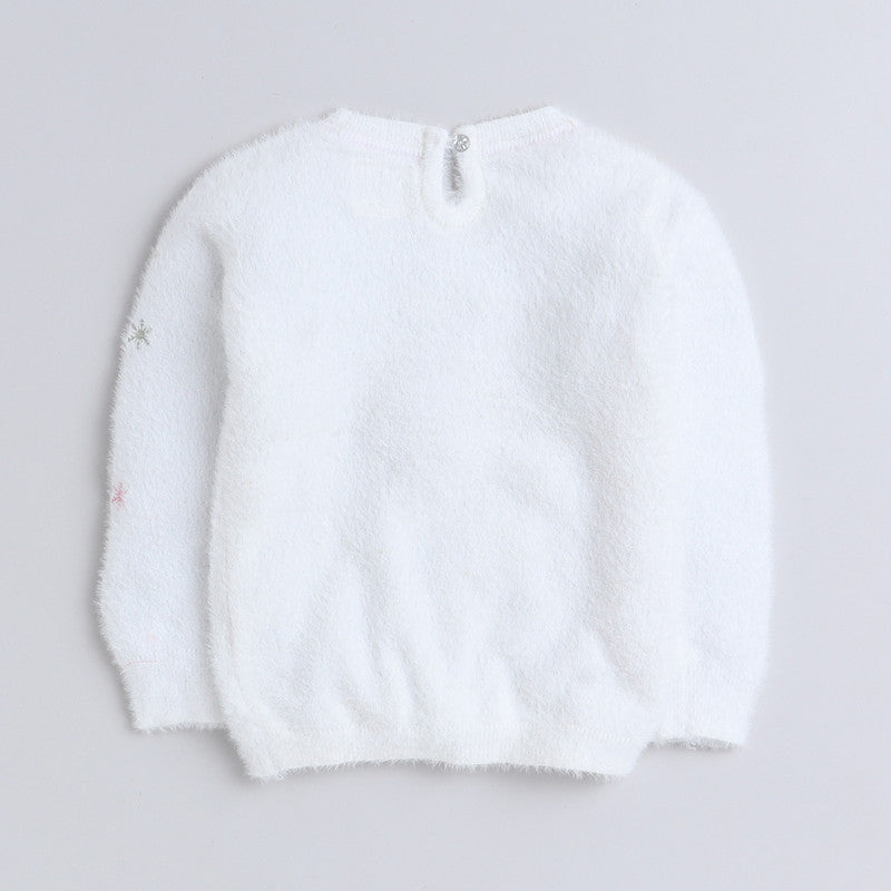 Girls Fuzzy Winter Sweater | Soft Fluffy Snowflake Knit Pullover | Warm Casual Party Wear