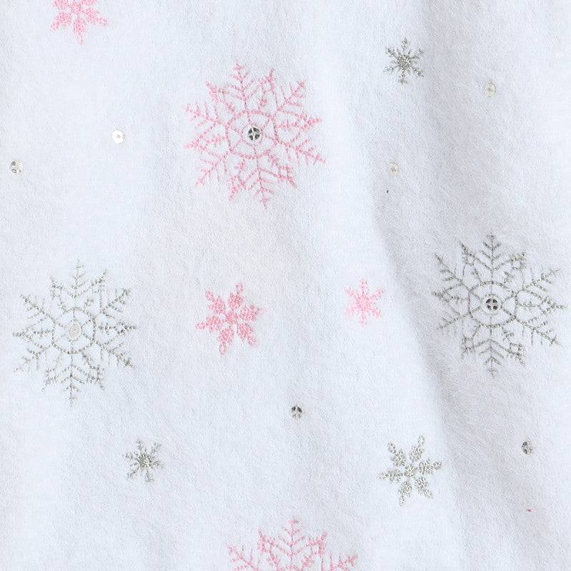 Girls Fuzzy Winter Sweater | Soft Fluffy Snowflake Knit Pullover | Warm Casual Party Wear