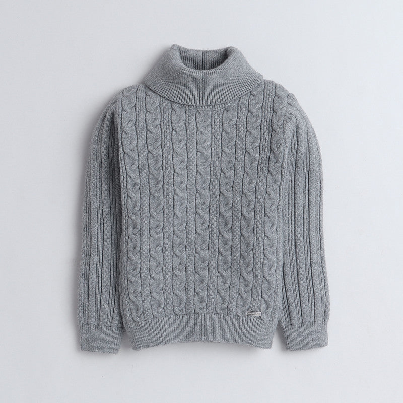 Kids Boys Full-Sleeve Cable-Knit Sweater