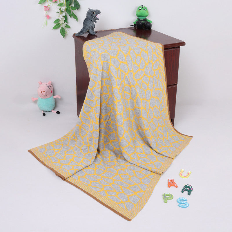 Yellow Apple-Knitted Baby Blanket | Soft Reversible  Baby Wrap for Newborns