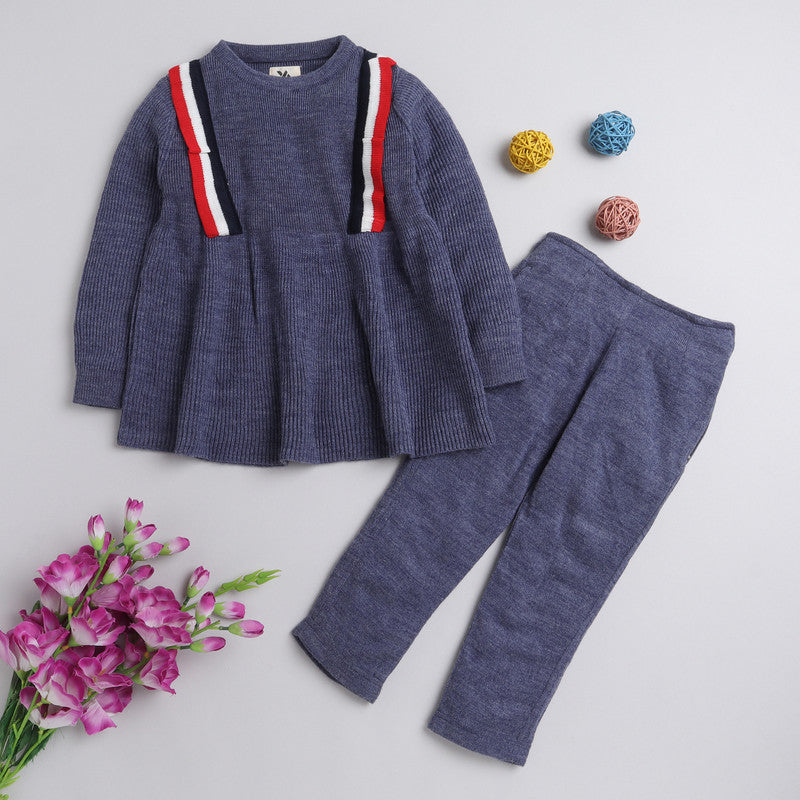 Girls Knitted Co-Ord Set | Full Sleeve Sweater Top & Winter Leggings Set | Soft Warm Winter Outfit for Kids