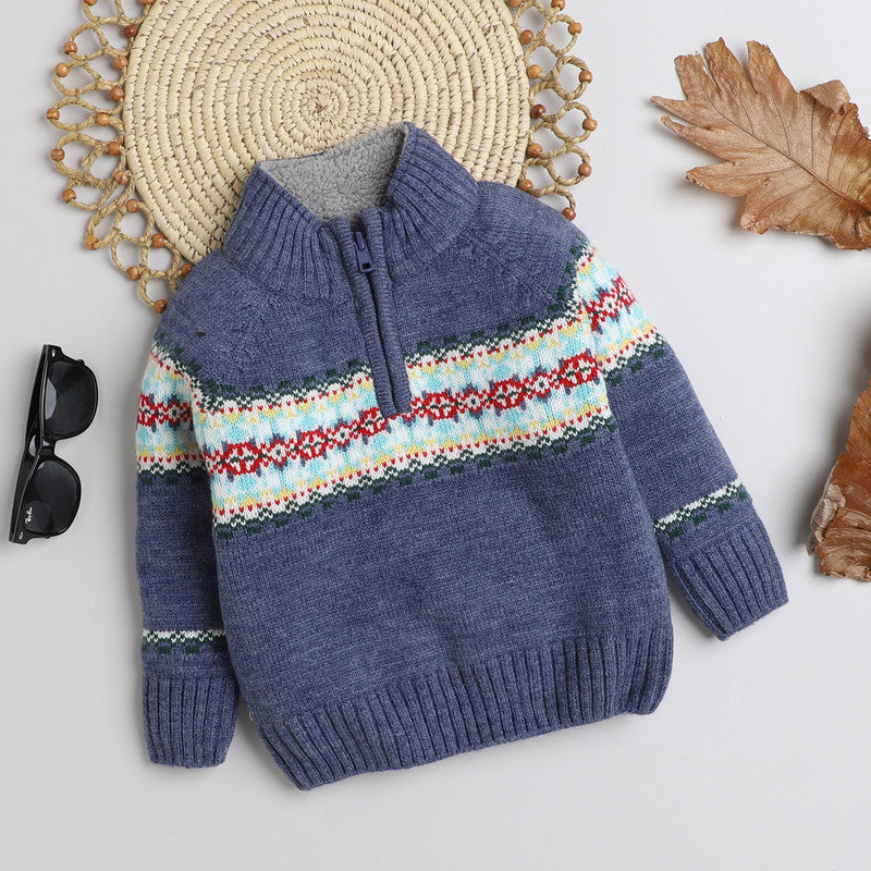 Cozy Woolen Warm Sweater Full Sleeve with Round Neck for Boys