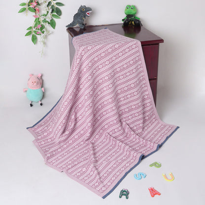 Yellow Apple Knitted Baby Blanket | Soft Warm Jacquard Baby Wrap for Newborns