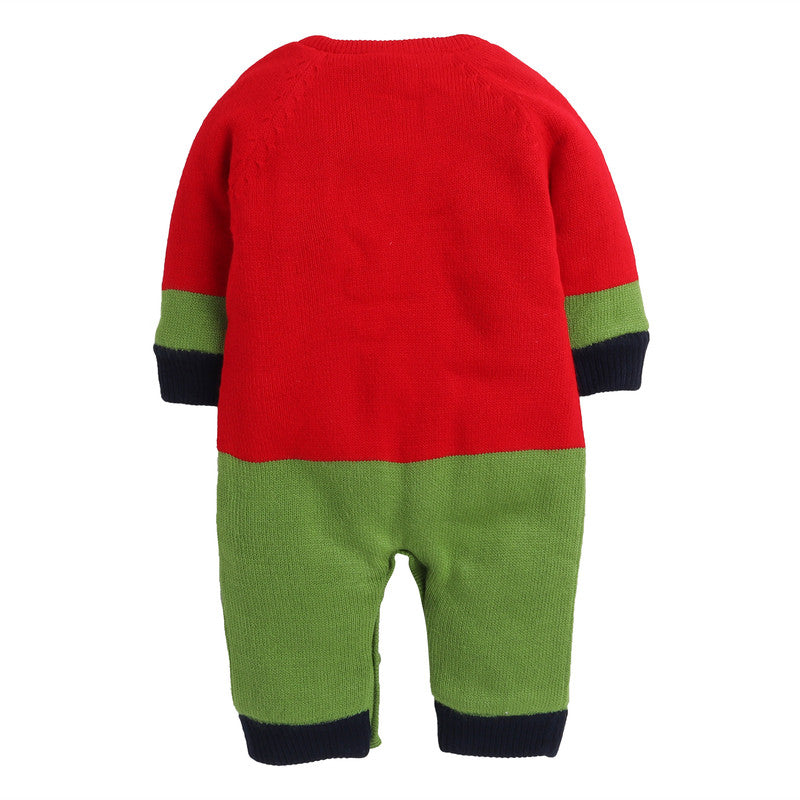 Baby Knitted Winter Romper with Elephant Applique | Soft Full Sleeve Warm Jumpsuit for Newborns & Infants