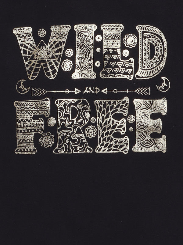 Girls Wild Free Graphic T-Shirt | Soft Cotton Casual Tee for Kids