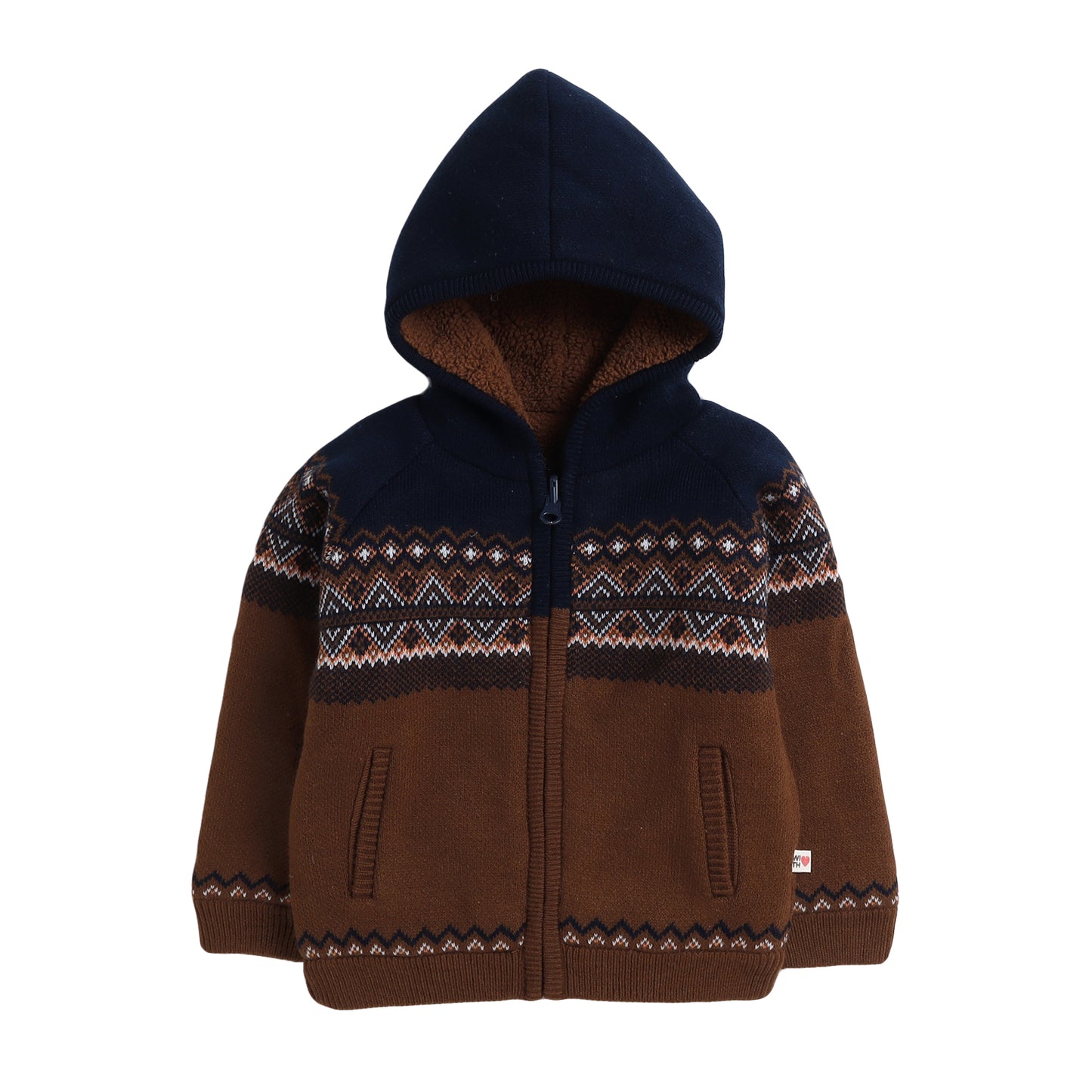 Baby Boys Self Design Hooded Neck Sweater