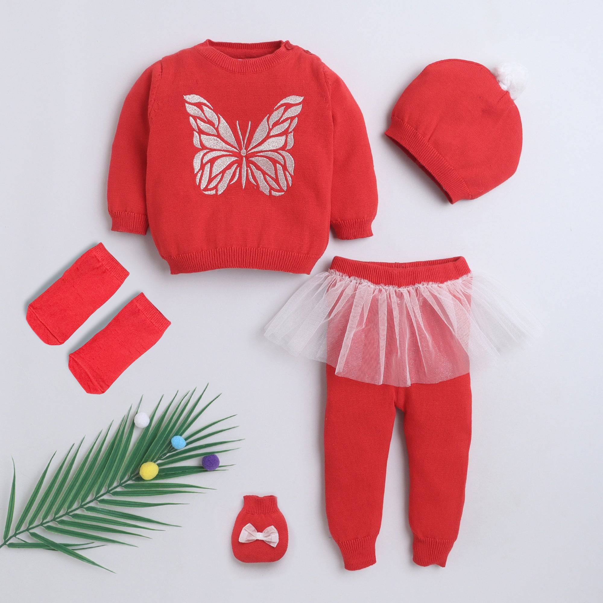New Born Cotton Baby Set For All Season With Cardigan, Pajama, Cap and Pair of Socks