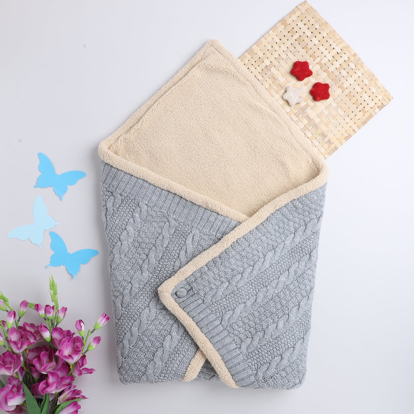 Yellow Apple Knitted Baby Blanket – Soft & Reversible Wrap for Newborns | Premium Comfort & Warmth