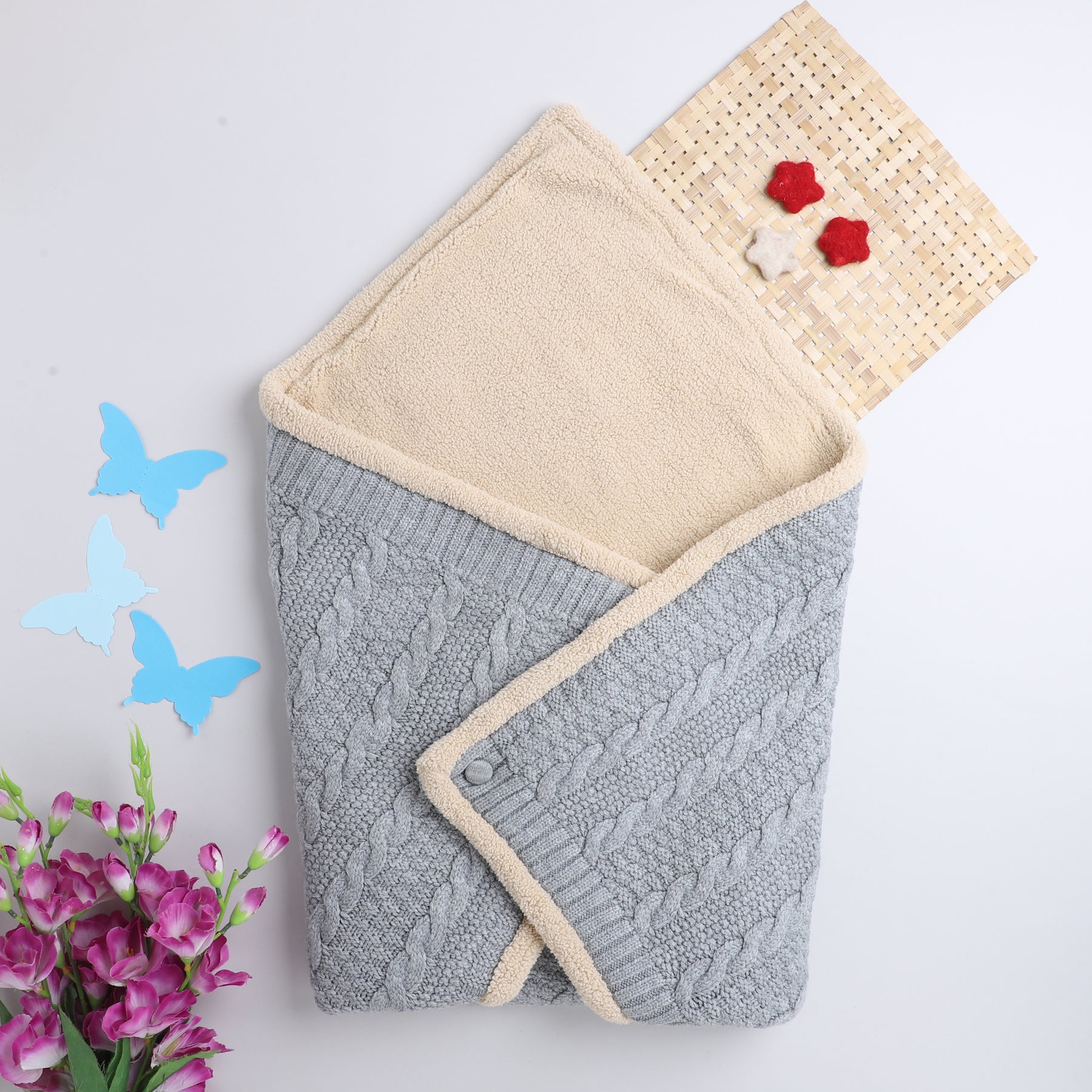 Knitted Baby Blanket – Soft & Reversible Wrap for Newborns | Premium Comfort & Warmth