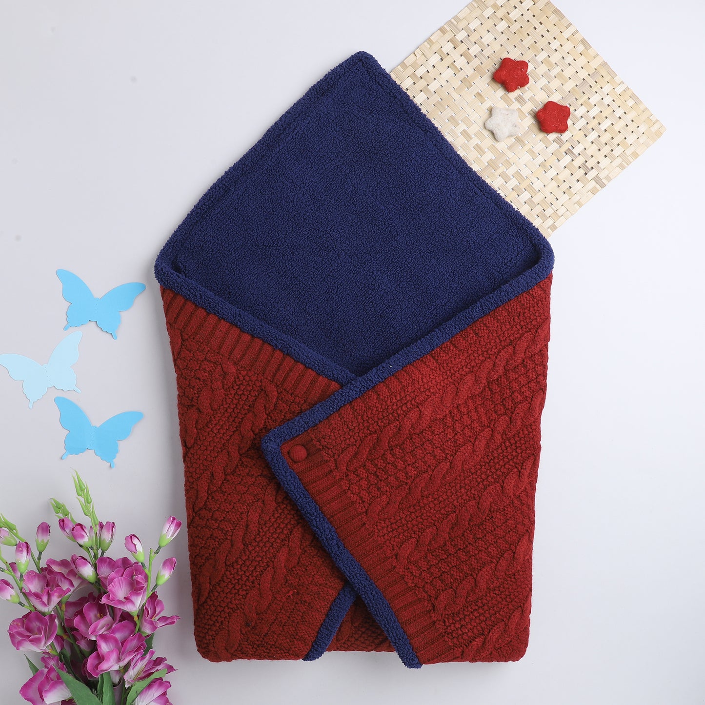 Yellow Apple Knitted Baby Blanket – Soft & Reversible Wrap for Newborns | Premium Comfort & Warmth