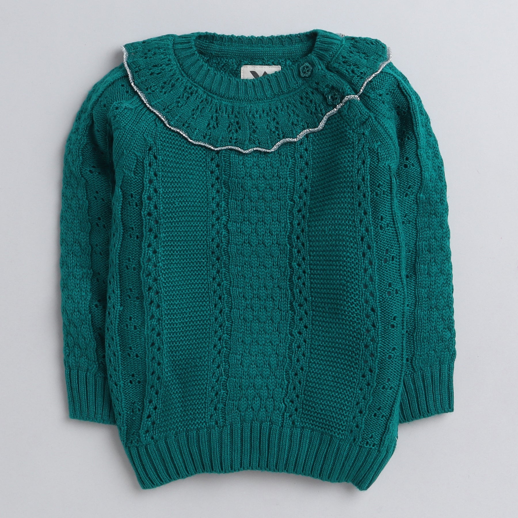 Yellow Apple-Cute Knit Sweater for Girls| Soft Long Sleeve Toddler Kni