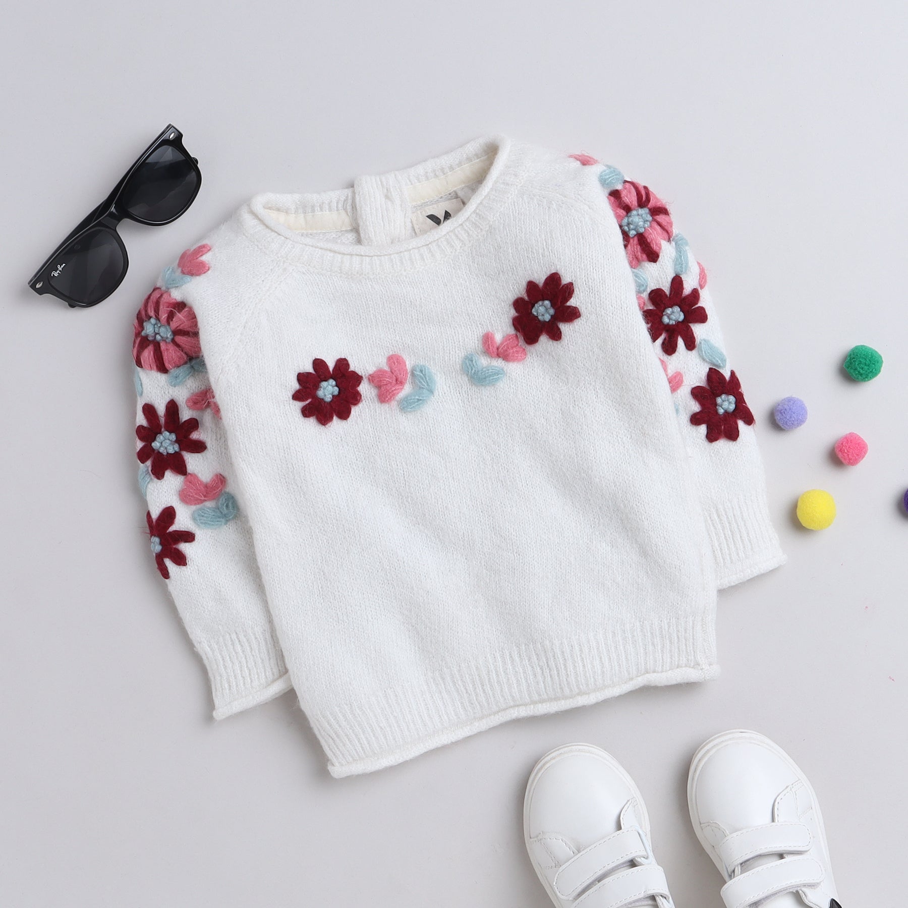 Beautiful Embroidered Woolen Warm Sweater Full Sleeve for Girls
