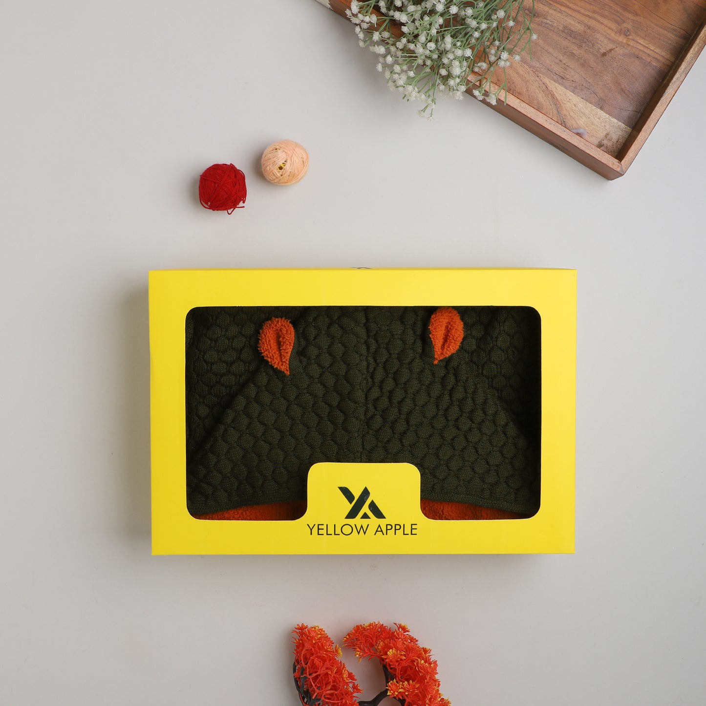 Yellow Apple Knitted Baby Sleeping Bag with Hood | Soft Winter Baby Sleep Sack