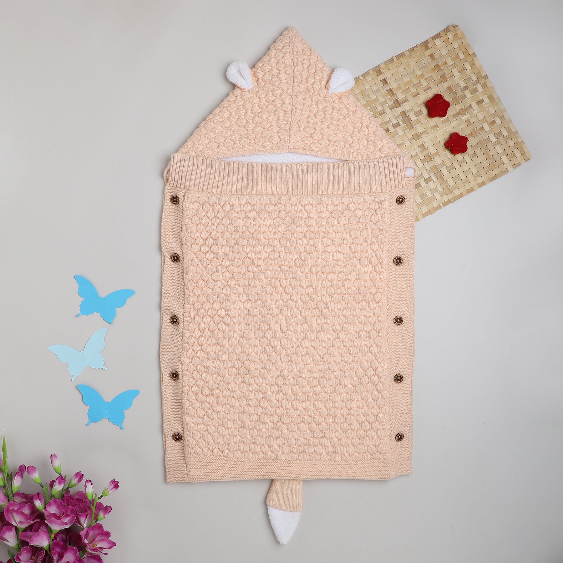 Knitted Baby Sleeping Bag with Hood | Soft Winter Baby Sleep Sack