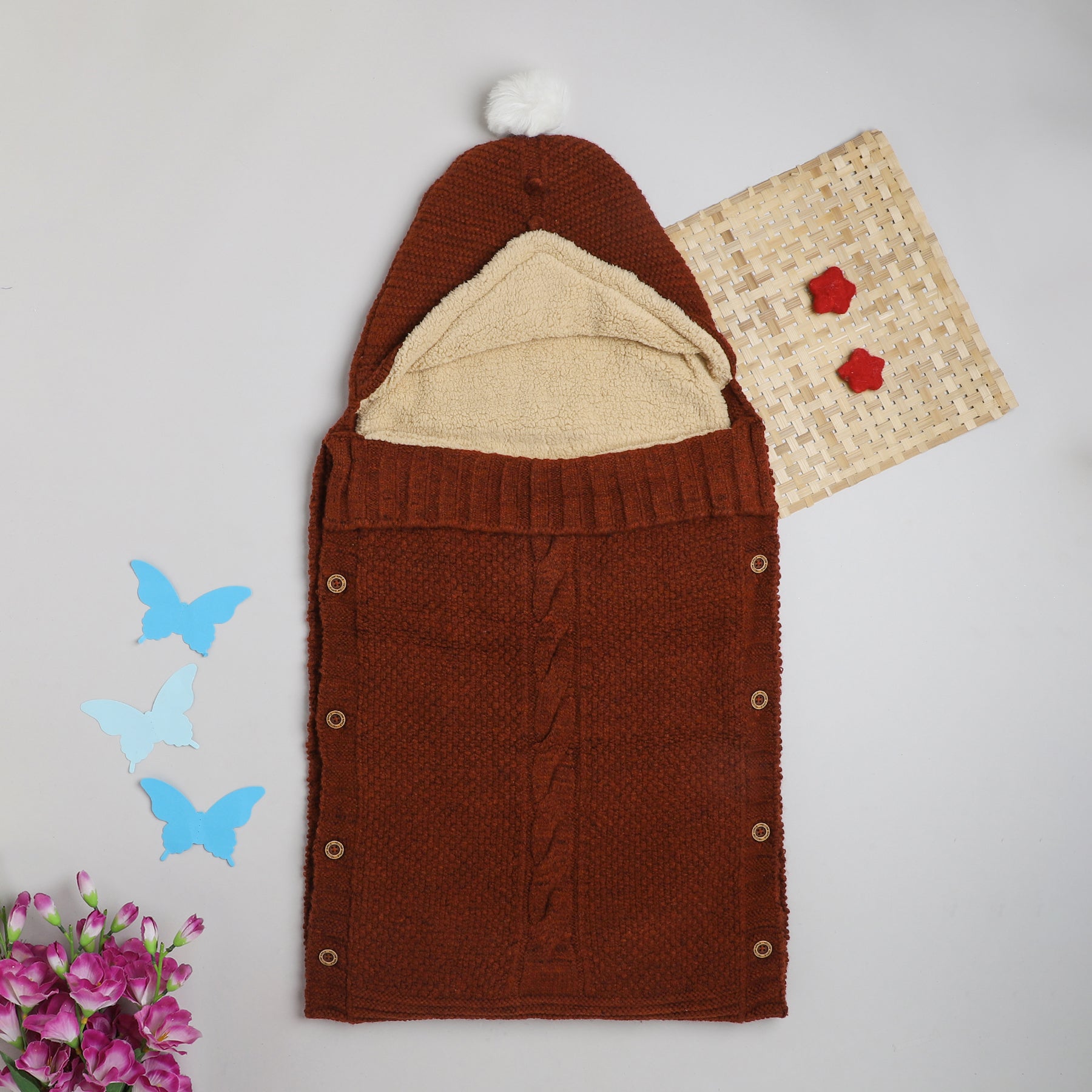 Knitted Baby Sleeping Bag with Hood | Soft & Warm Infant Winter Sleep Sack