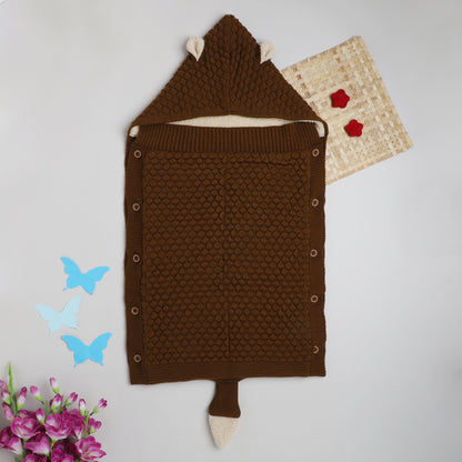 Yellow Apple Knitted Baby Sleeping Bag with Hood | Soft Winter Baby Sleep Sack