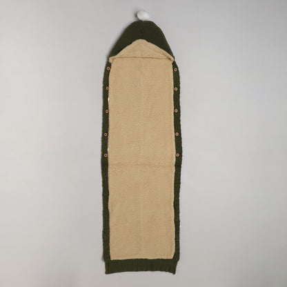 Yellow Apple Knitted Baby Sleeping Bag with Hood | Soft & Warm Infant Winter Sleep Sack