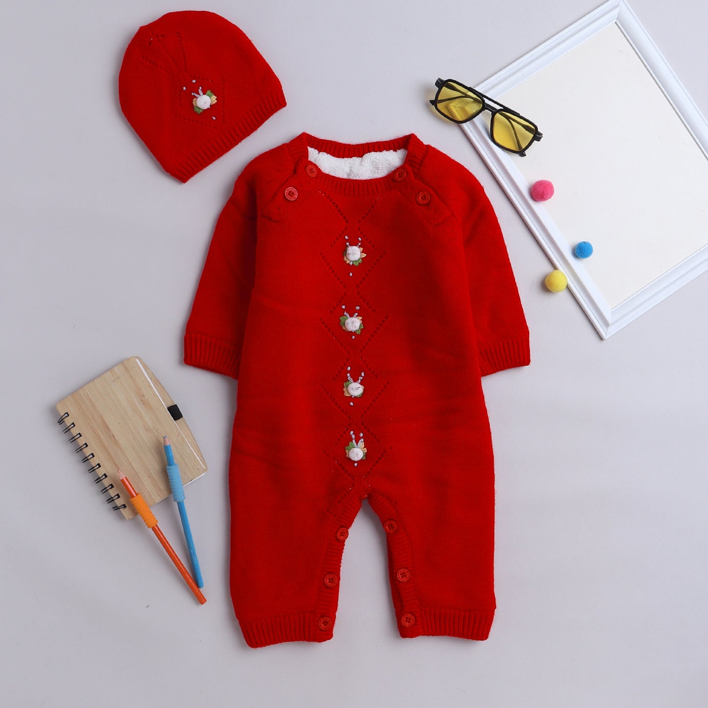 Beautiful Baby Romper With Cap