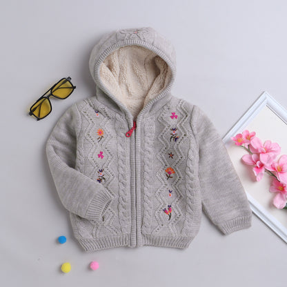 Baby  Self Design Hooded Neck  Sweater