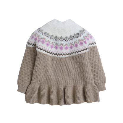 Baby Girls Self Design Round Neck  Sweater