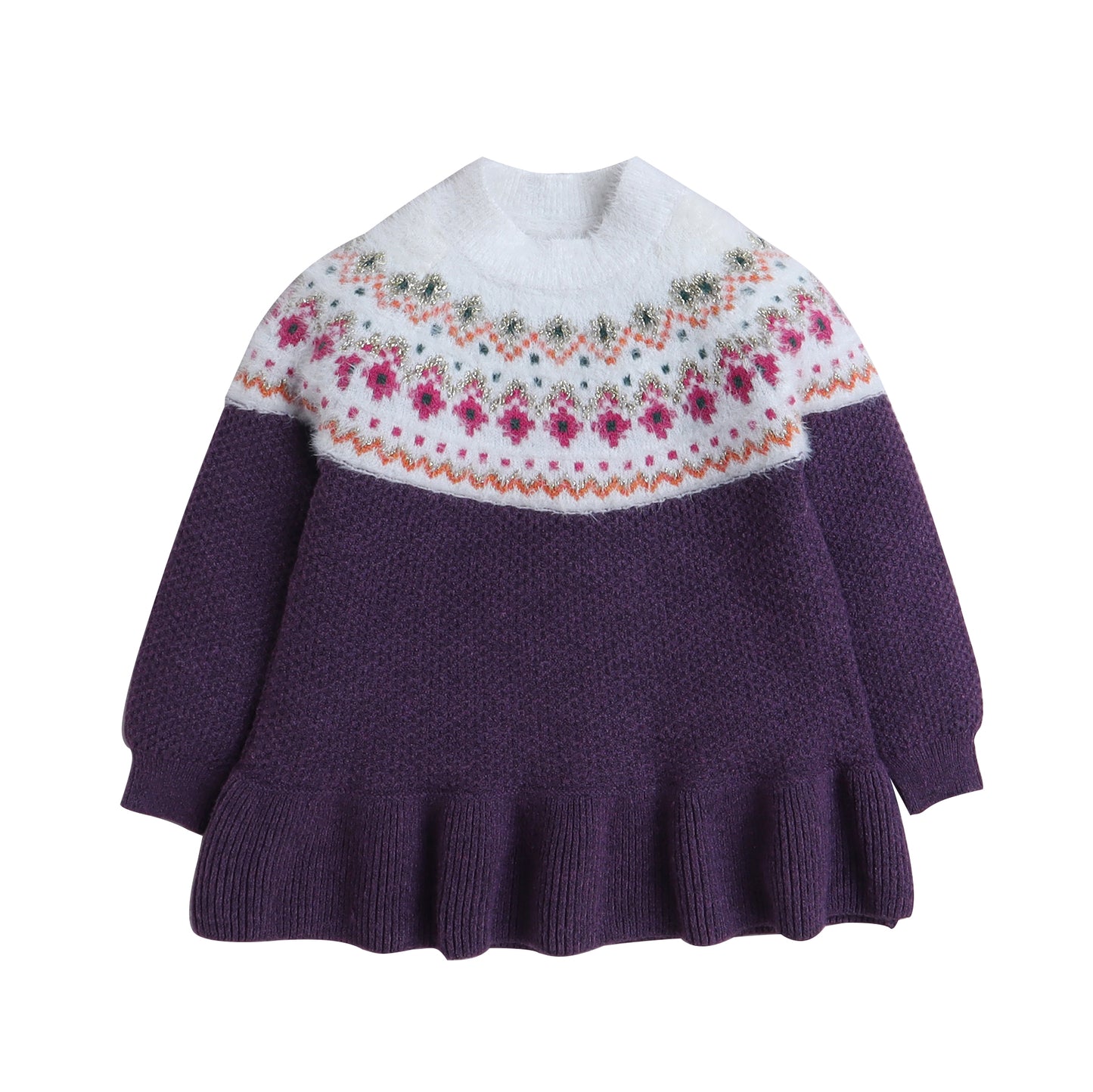 Baby Girls Self Design Round Neck  Sweater