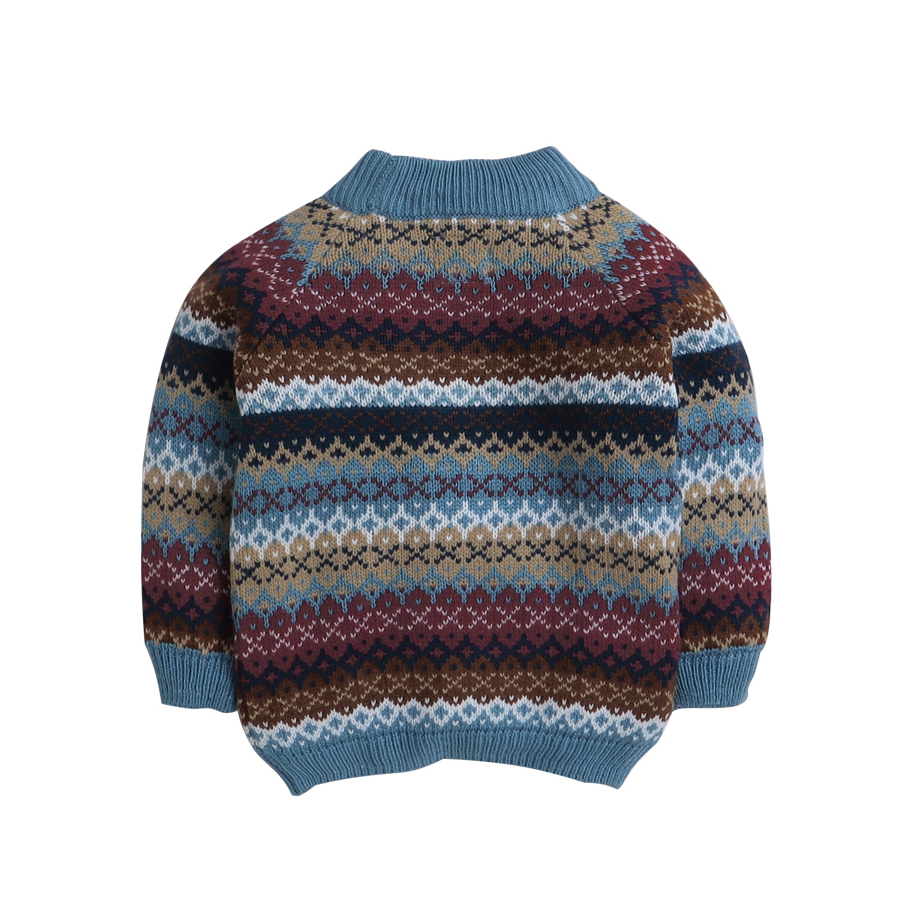 Boys Cozy Knitted Sweater | Warm Winter Pullover | Fair Isle Pattern | Soft Wool-Blend Knit