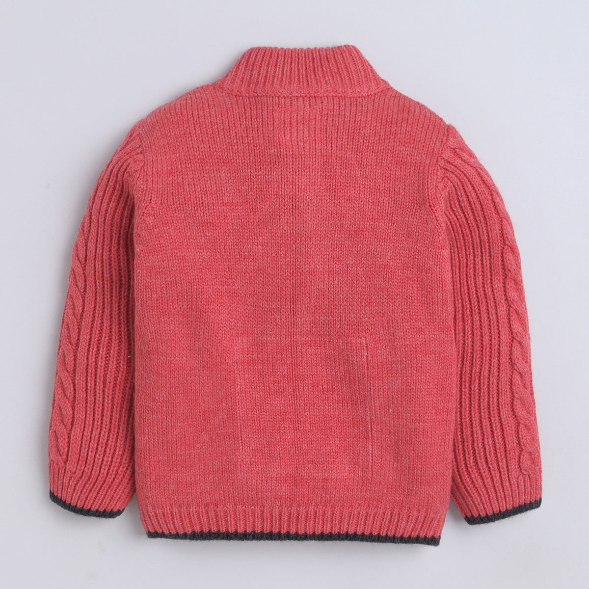 Boys' 100% Acrylic Cable Knit Winter Sweater – Red Button Neck Pullover