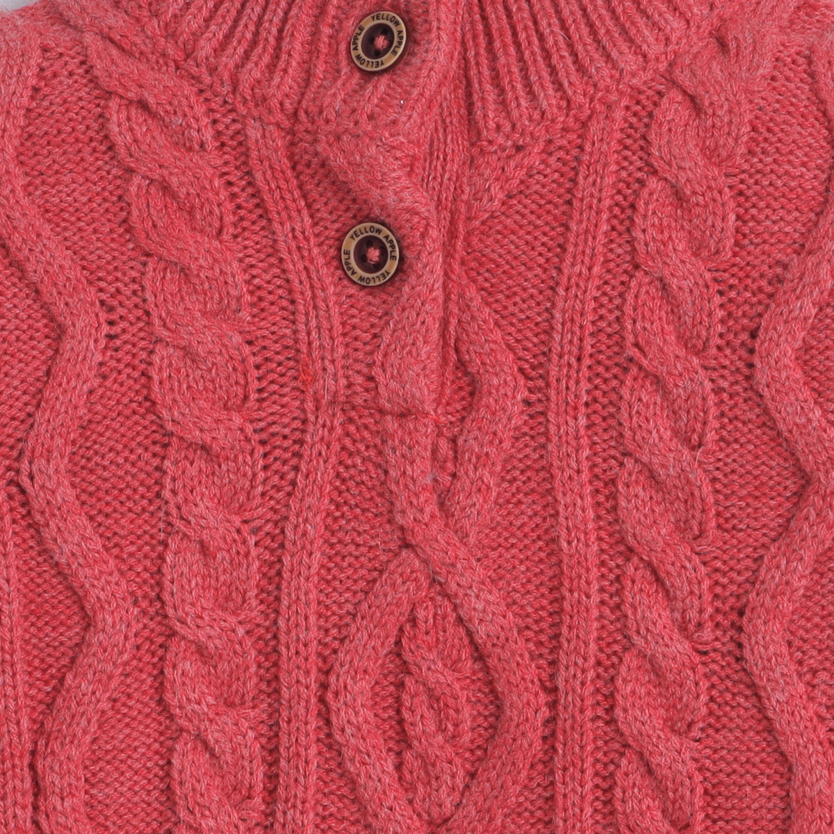 Boys' 100% Acrylic Cable Knit Winter Sweater – Red Button Neck Pullover