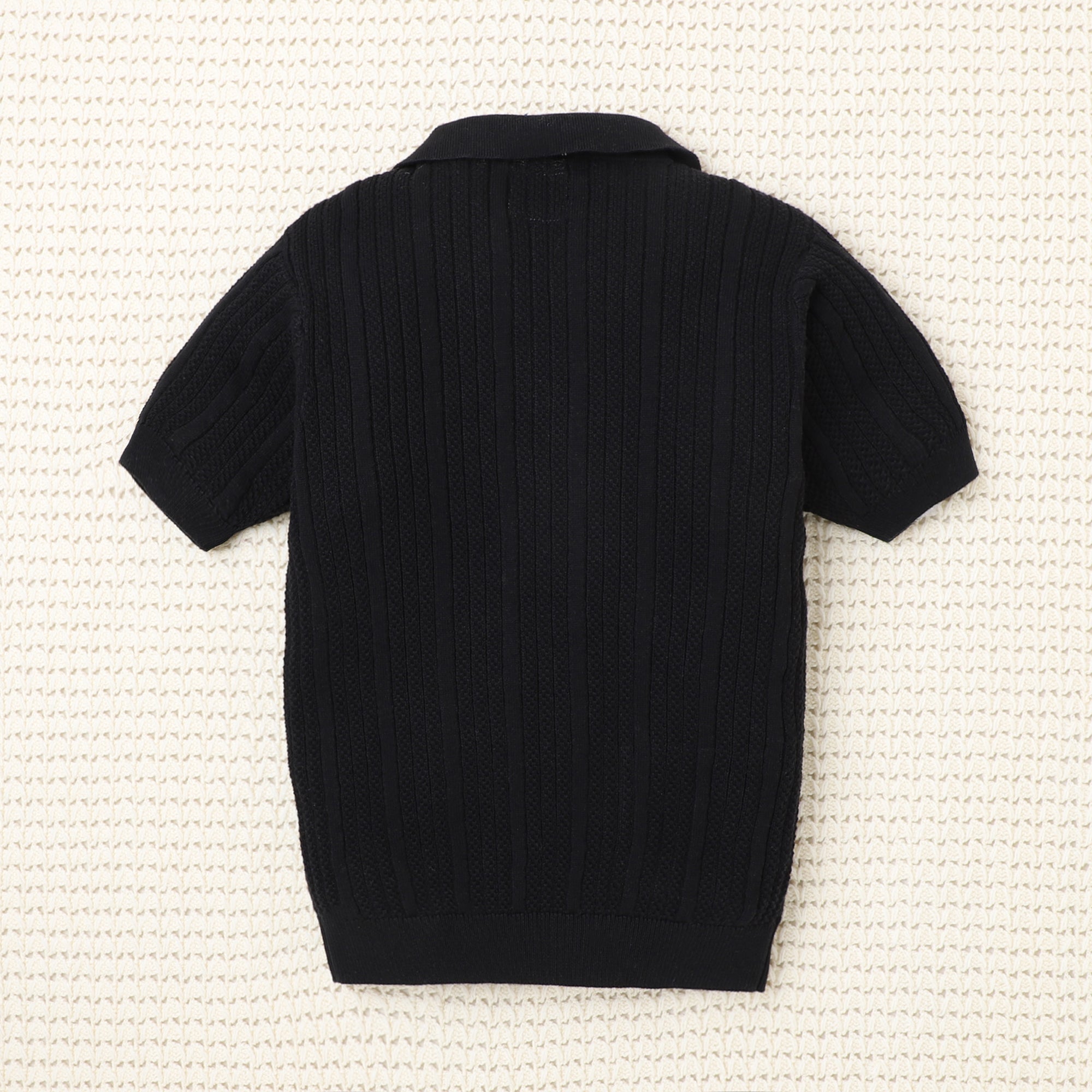 Boys Cable Knit Polo T-Shirt, Soft Cotton Half Sleeve Collar Tee for Boys, Casual Summer Wear