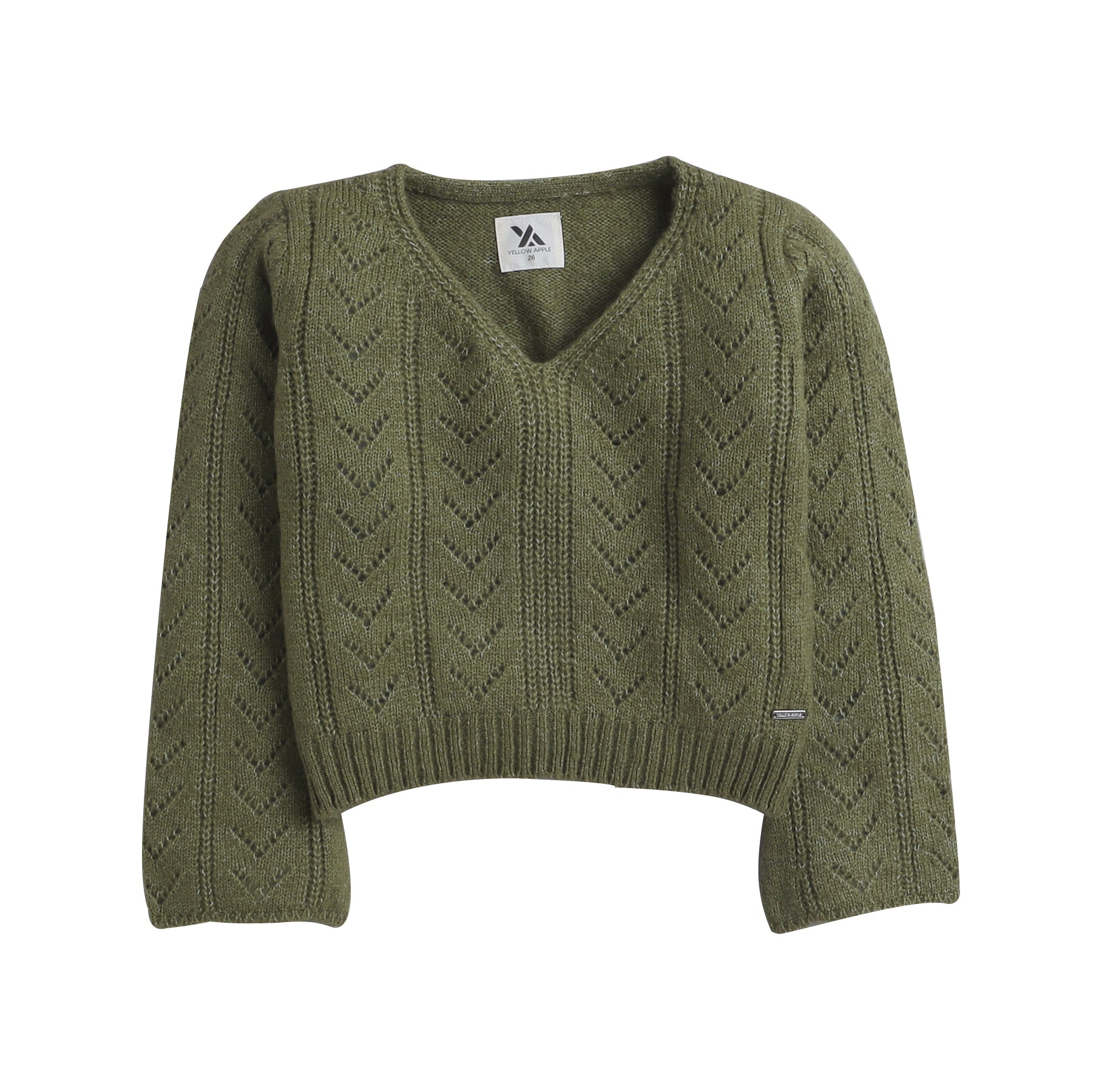 Girls Knitted V-Neck Sweater | Full Sleeve Winter Pullover | Soft Warm Casual Knit Top for Kids